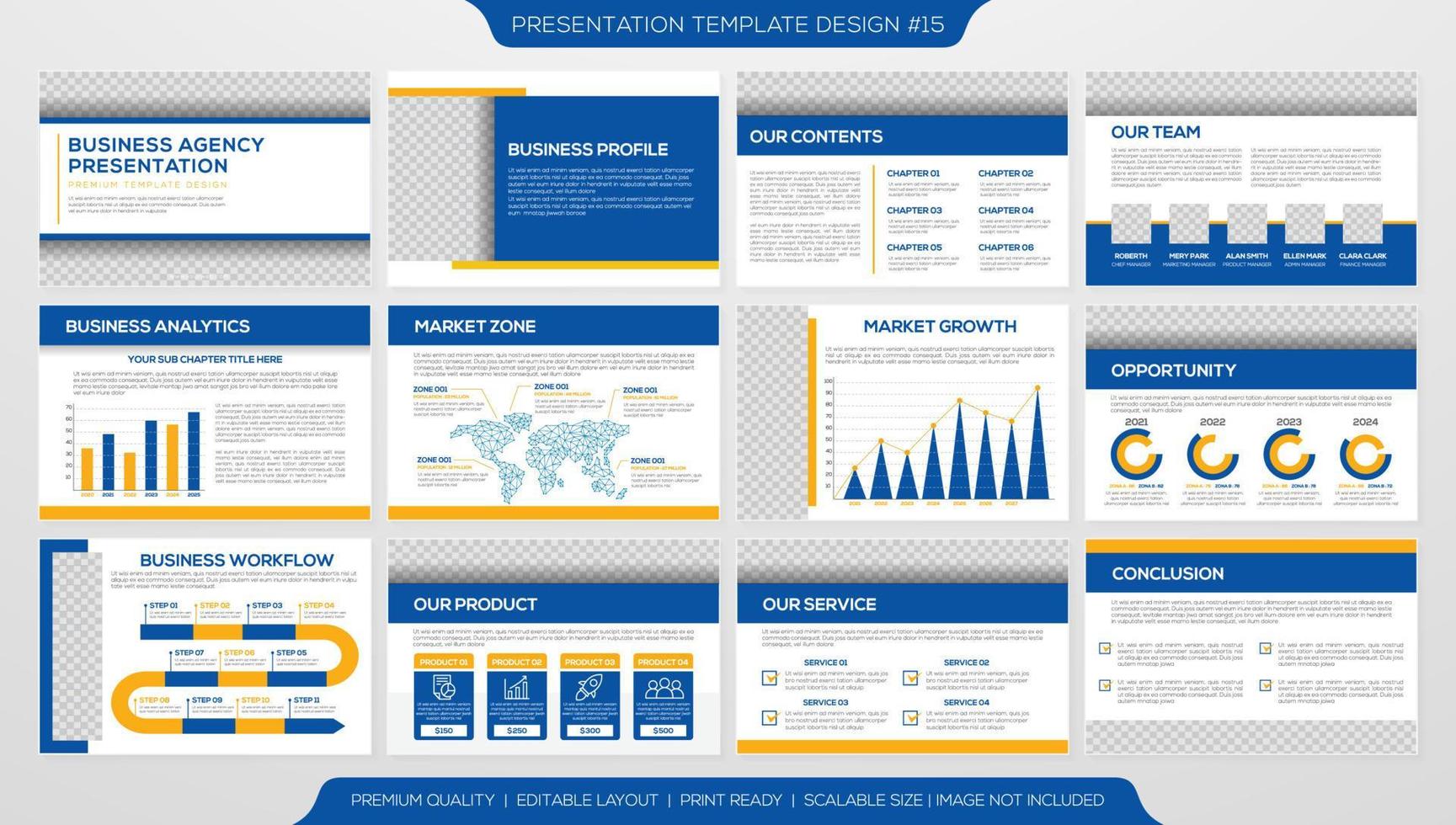 conjunto de diseño de plantilla de presentación corporativa con concepto minimalista y uso de diseño moderno para informe anual y perfil comercial vector