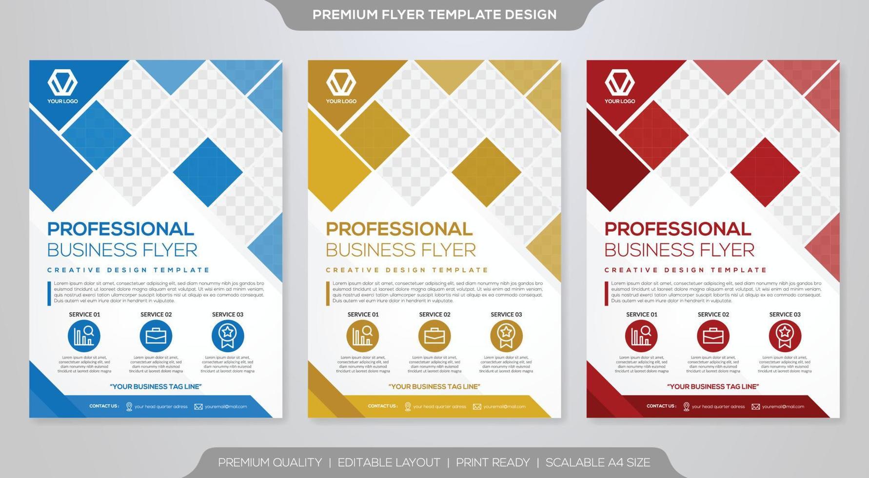 set of business flyer template design with abstract concept and minimalist layout vector