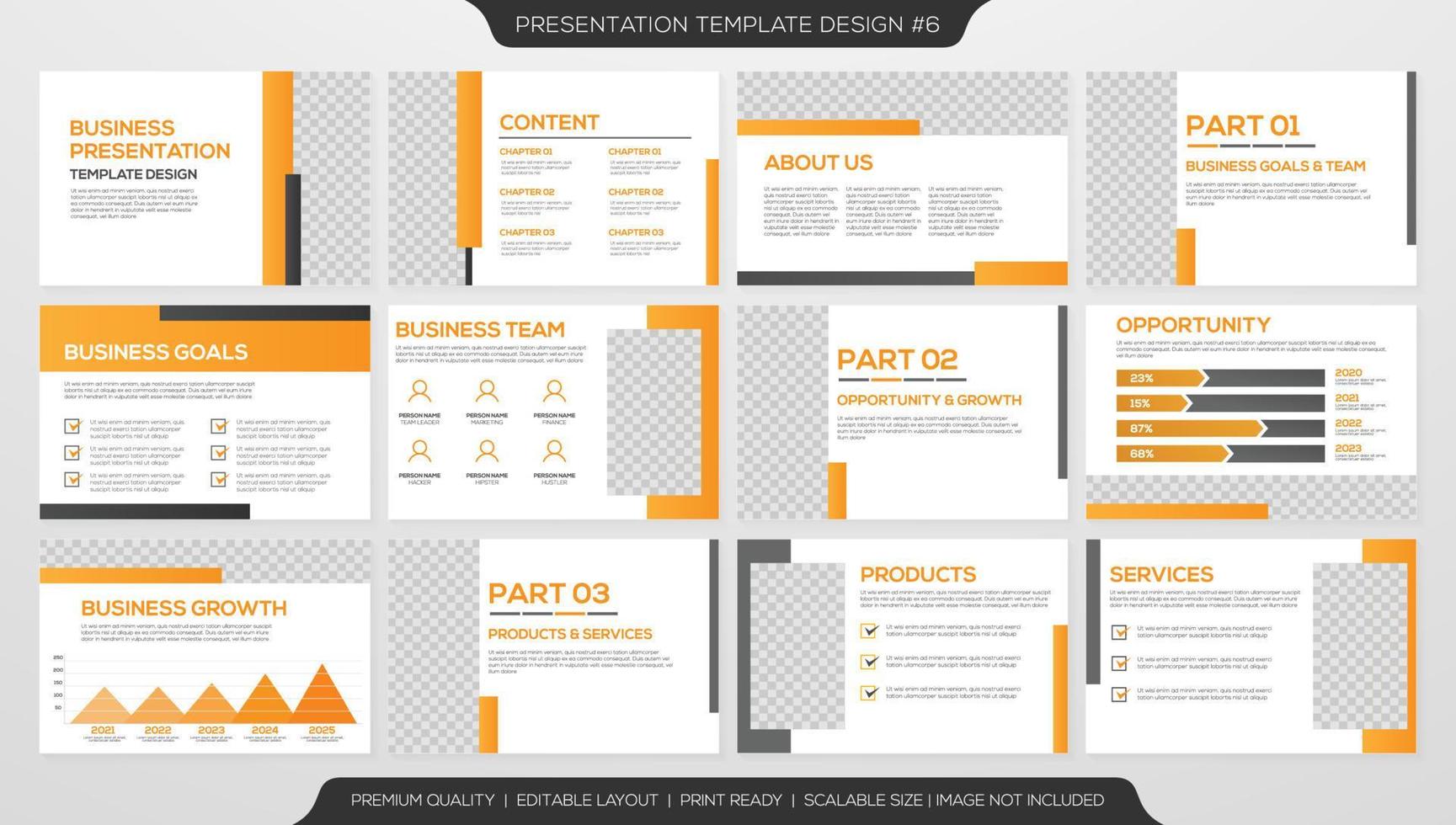 conjunto de diseño de plantilla de presentación corporativa con concepto minimalista y uso de diseño moderno para informe anual y perfil comercial vector