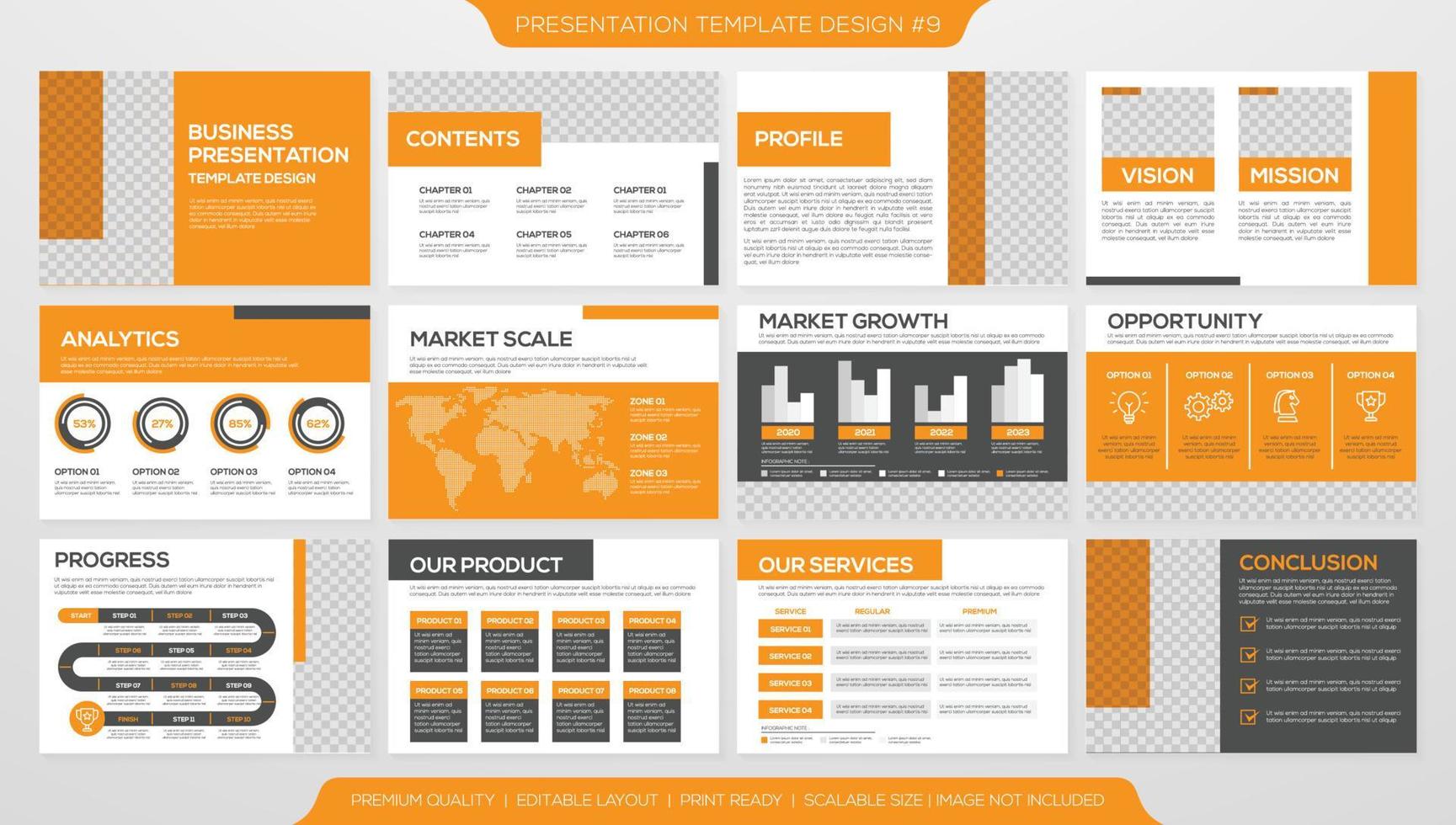 conjunto de diseño de plantilla de presentación corporativa con concepto minimalista y uso de diseño moderno para informe anual y perfil comercial vector