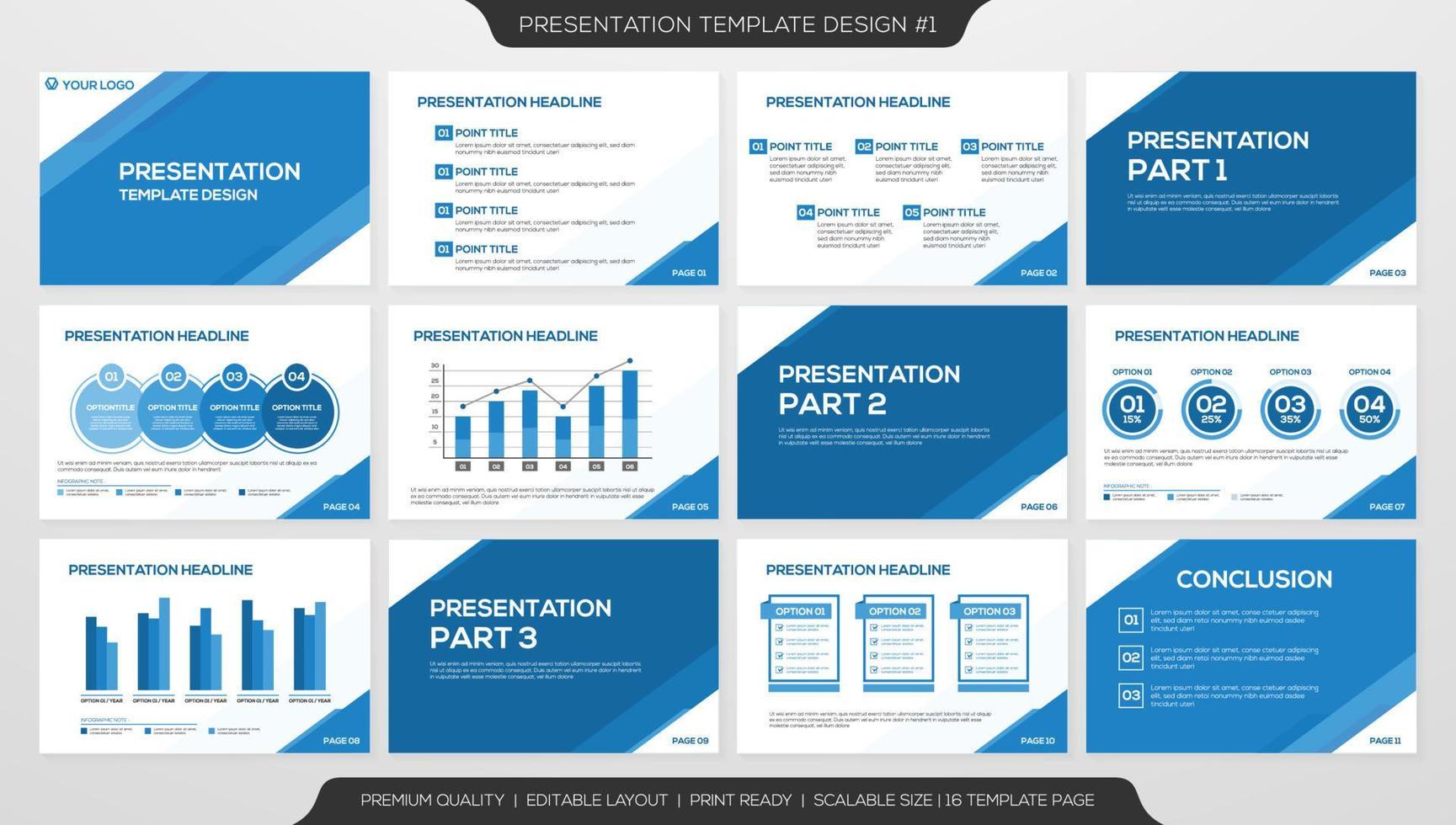 conjunto de diseño de plantilla de presentación corporativa con concepto minimalista y uso de diseño moderno para informe anual y perfil comercial vector