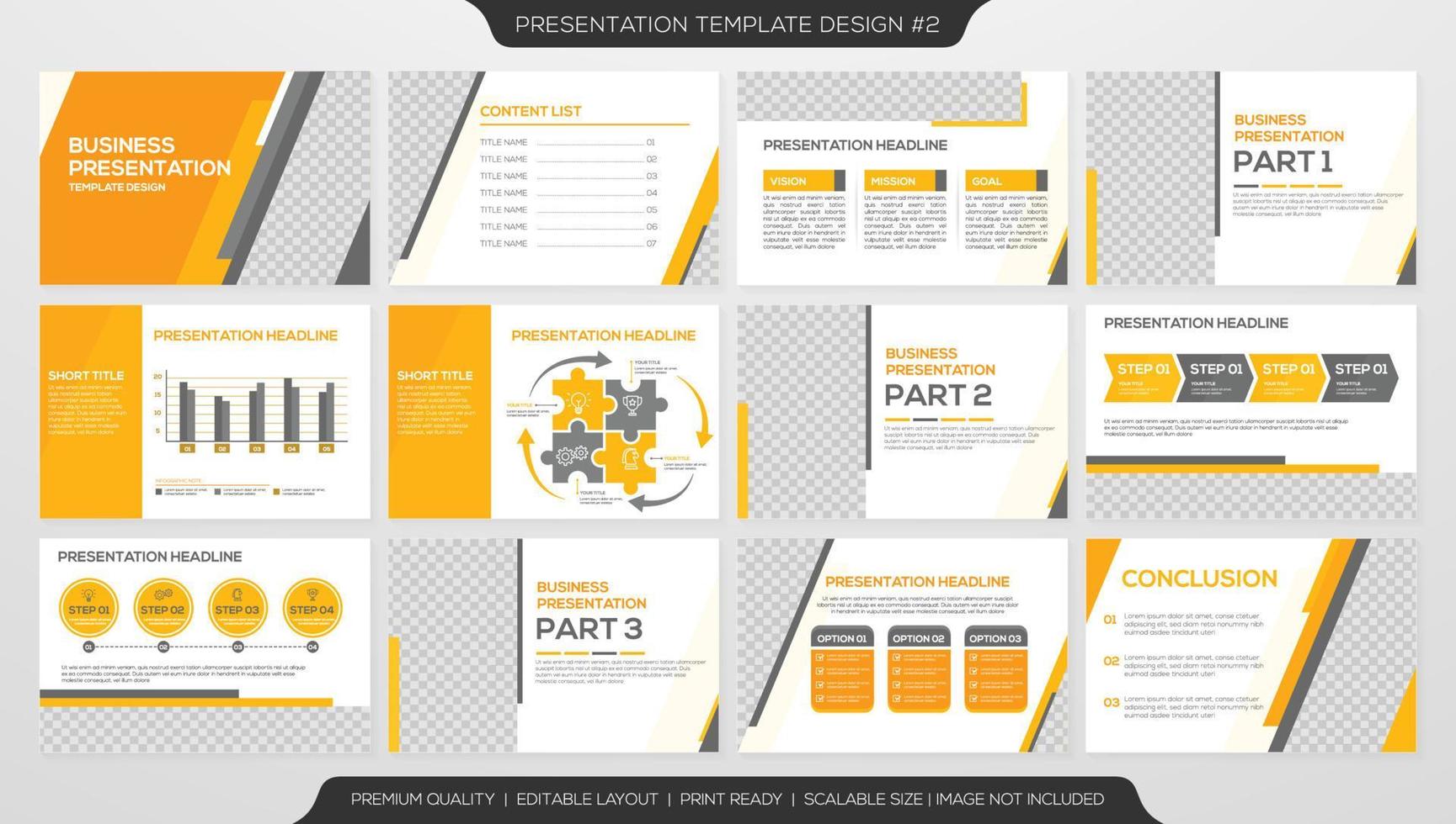 conjunto de diseño de plantilla de presentación corporativa con concepto minimalista y uso de diseño moderno para informe anual y perfil comercial vector