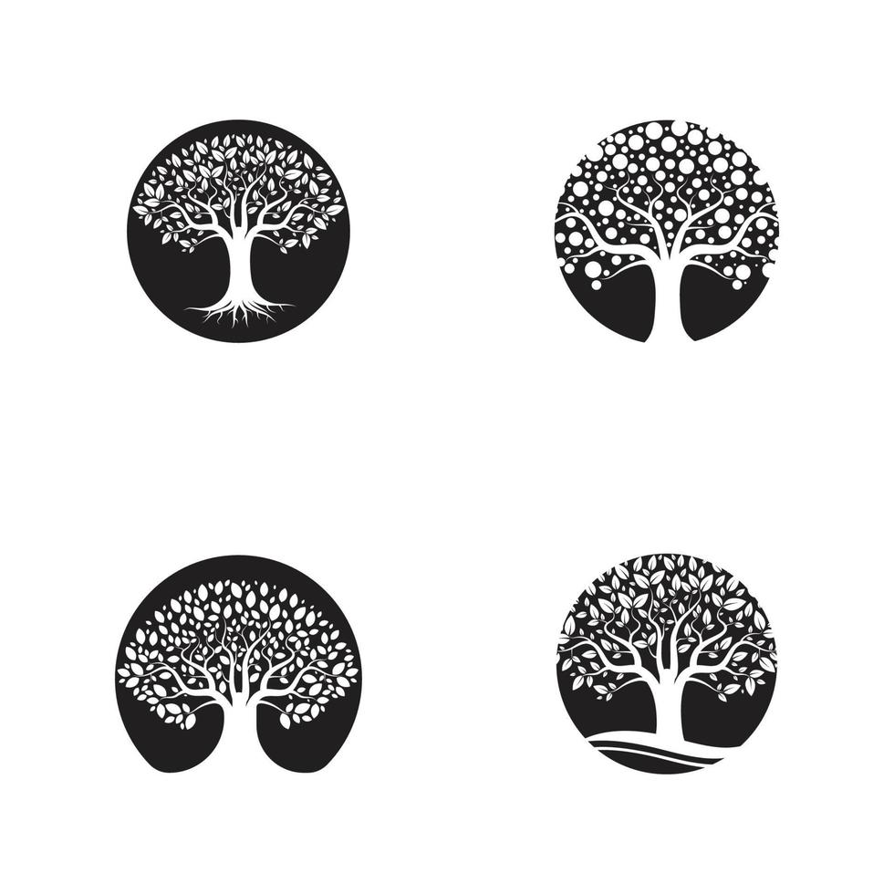 conjunto de icono de vector de plantilla de logotipo de árbol