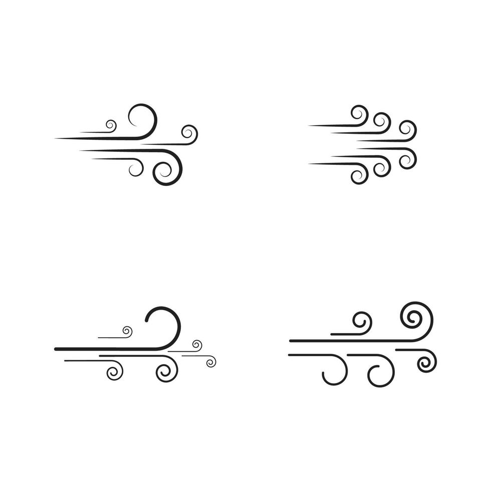 conjunto de ilustración de diseño de icono de vector de viento