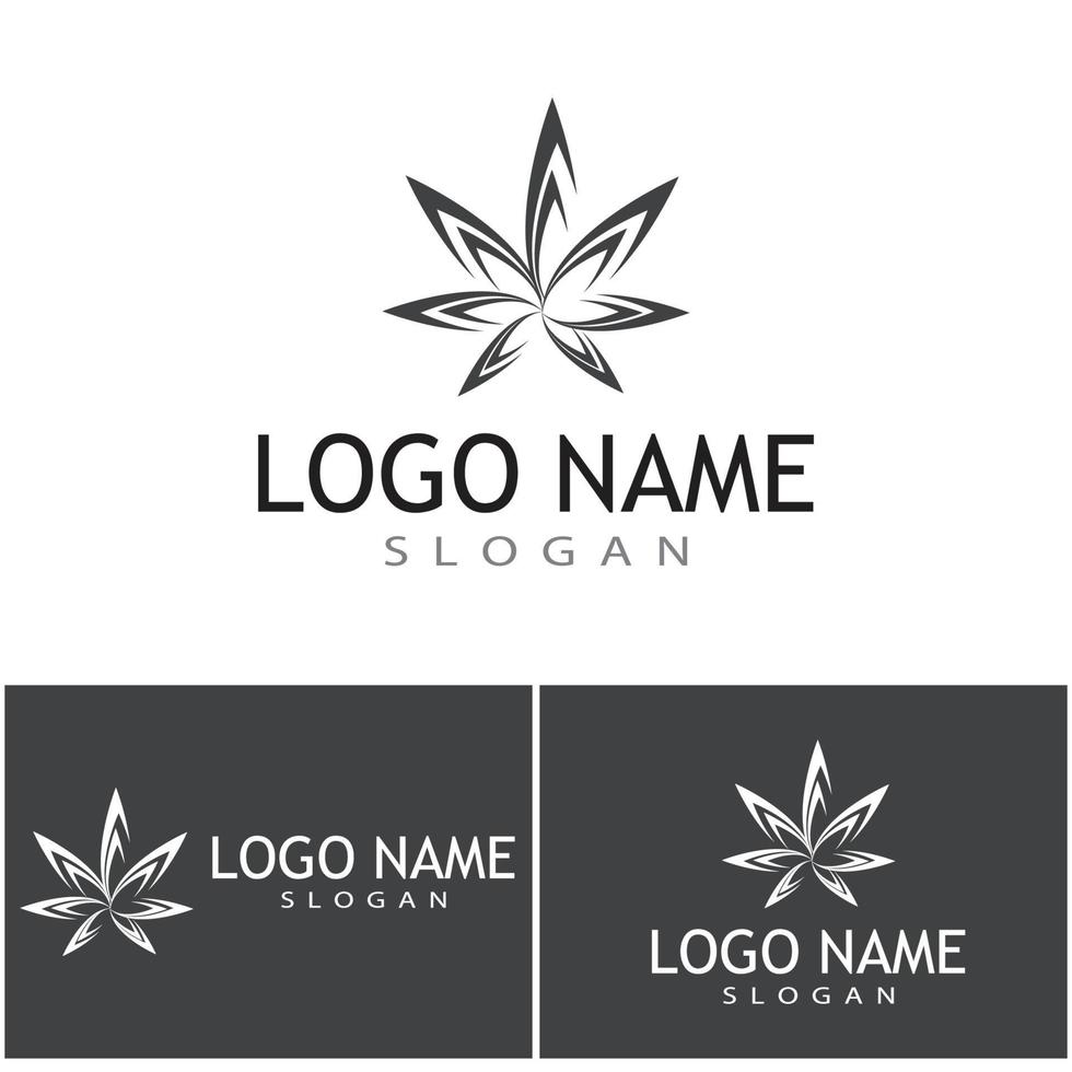 Cannabis Marijuana Hemp Pot Leaf Silhouettes Logo Vector