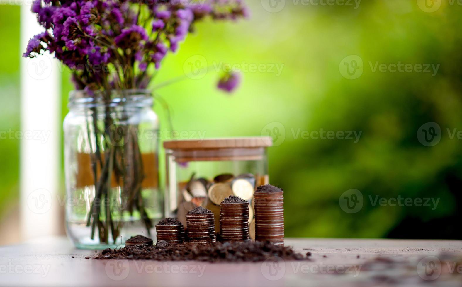 Close-up images of money and dollar banknotes Saving money to create business money Business concept photo