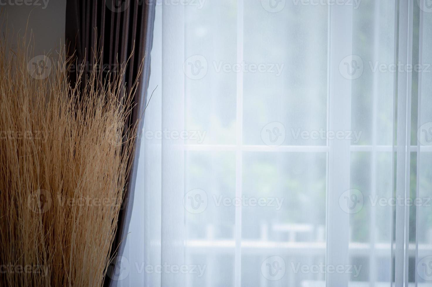 Curtains and colorful windows in the morning Home and garden concept photo