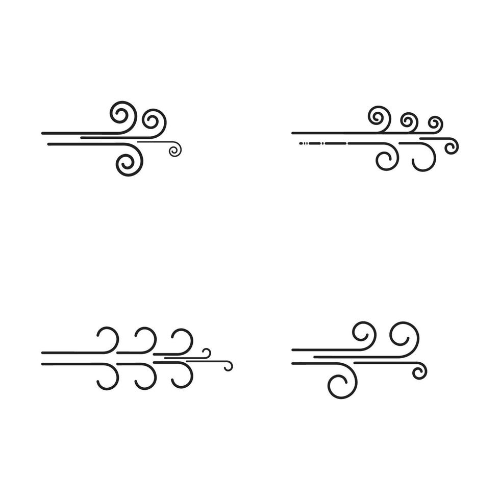 conjunto de ilustración de diseño de icono de vector de viento