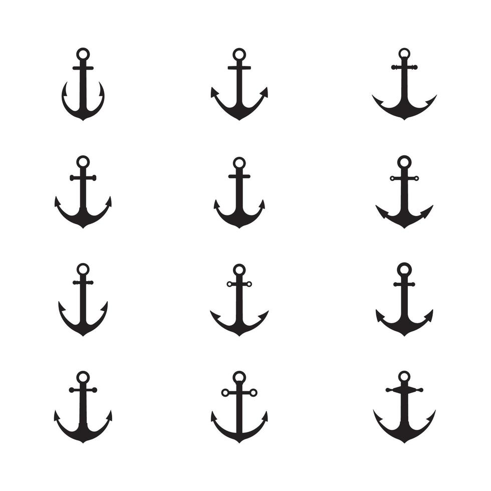 Set of Anchor icon Logo Template vector