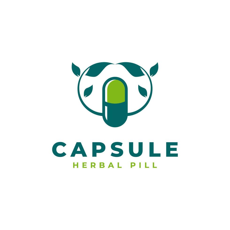 inspiración de diseño de vector de logotipo de medicamento de medicina de hoja de píldora de cápsula herbal