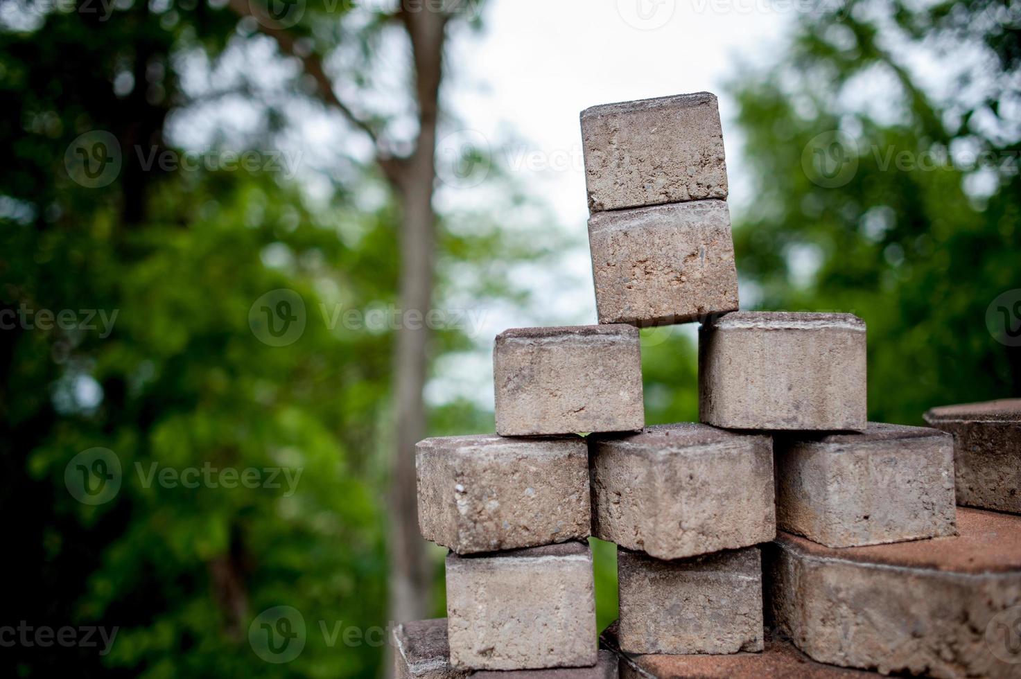 The bricks are arranged in a tidy order photo
