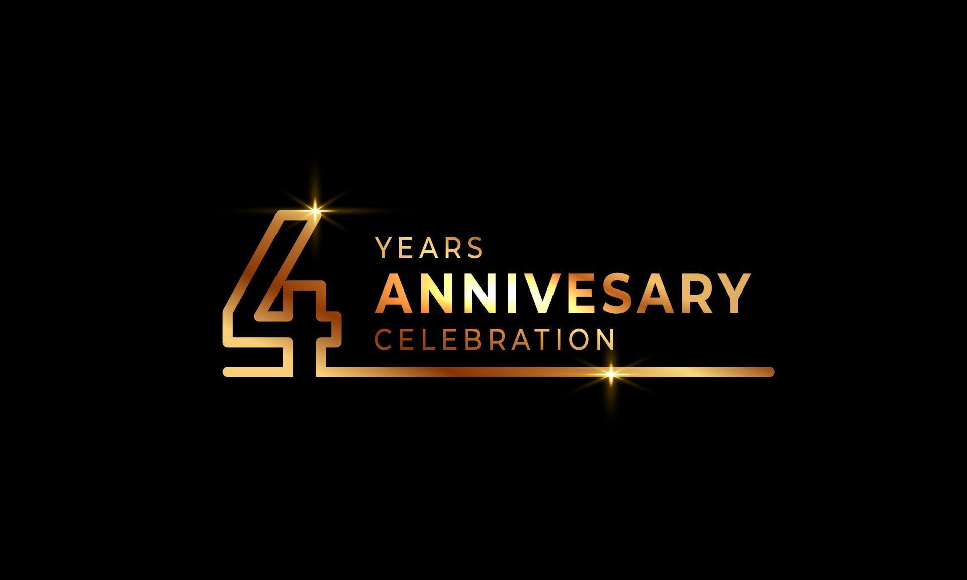 4 Year Anniversary Celebration Logotype with Golden Colored Font