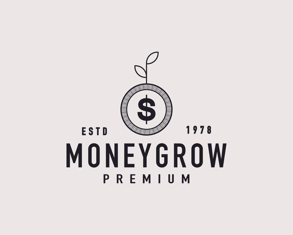 Coin Leaf Sprout Money Grow Investment Logo Vector Design Inspiration