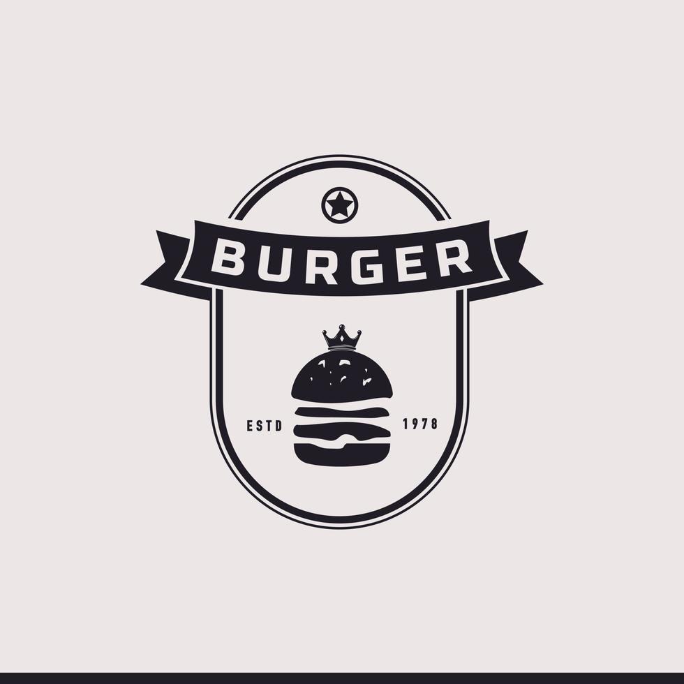 hamburguesa con emblema de placa retro vintage, hamburguesa, hamburguesa grande, inspiración para el diseño del logotipo del restaurante vector