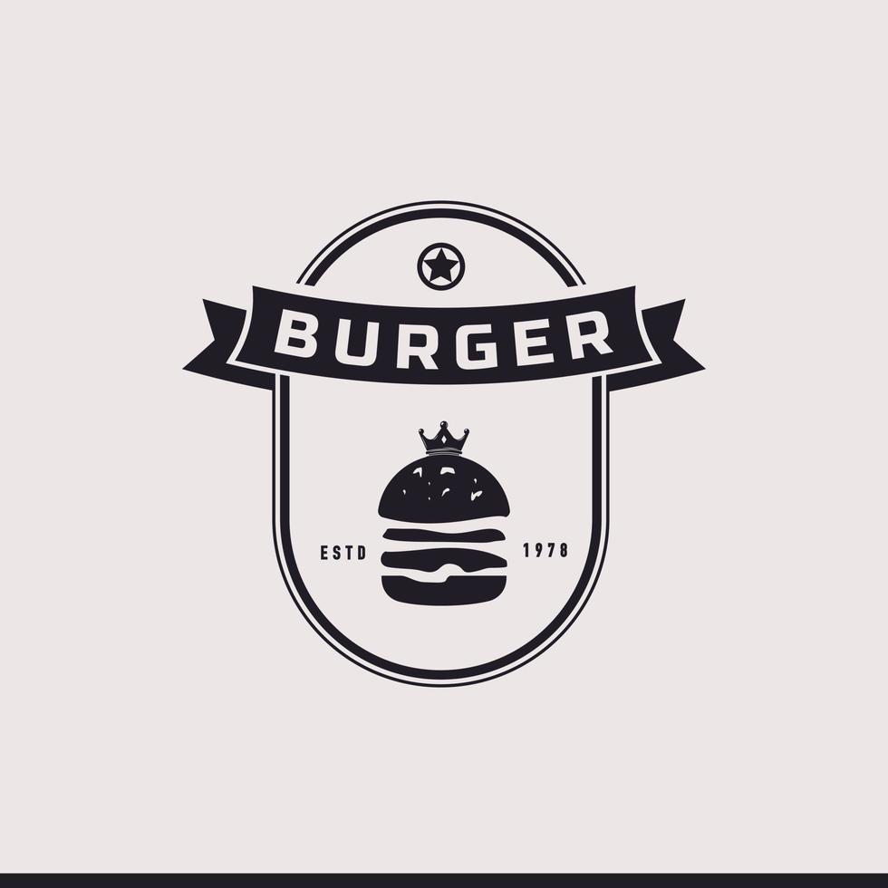 Vintage Retro Badge Emblem Burger, Hamburger, Big burger, Restaurant Logo Design Inspiration vector