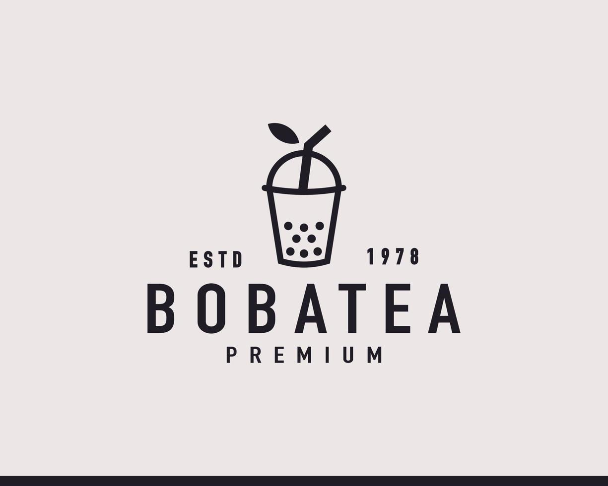 Inspiración en el diseño del logotipo hipster de té de burbujas retro vintage vector