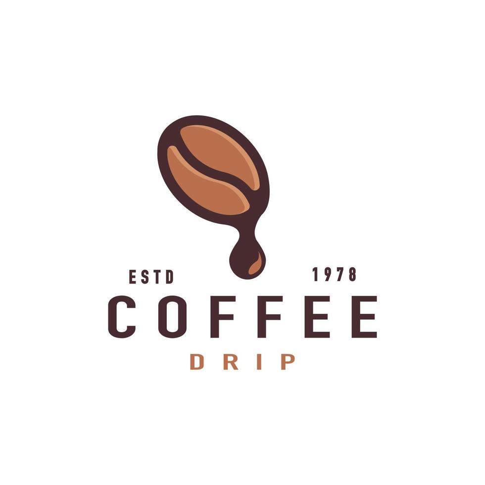 inspiración de diseño de vector de logotipo de gota de frijol de goteo de café