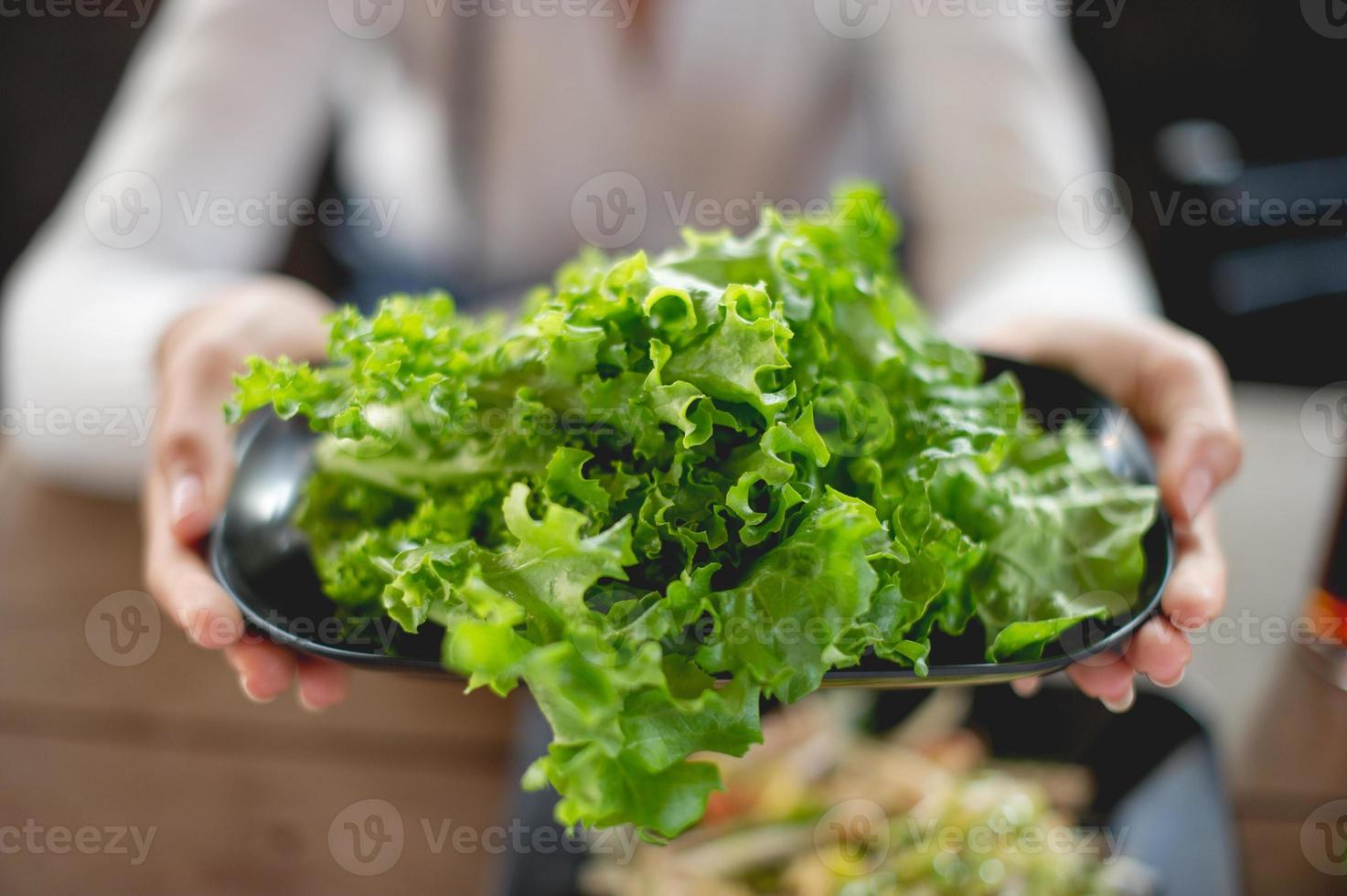 Hands and vegetables, non-toxic foods of people who love health Healthy food concept photo