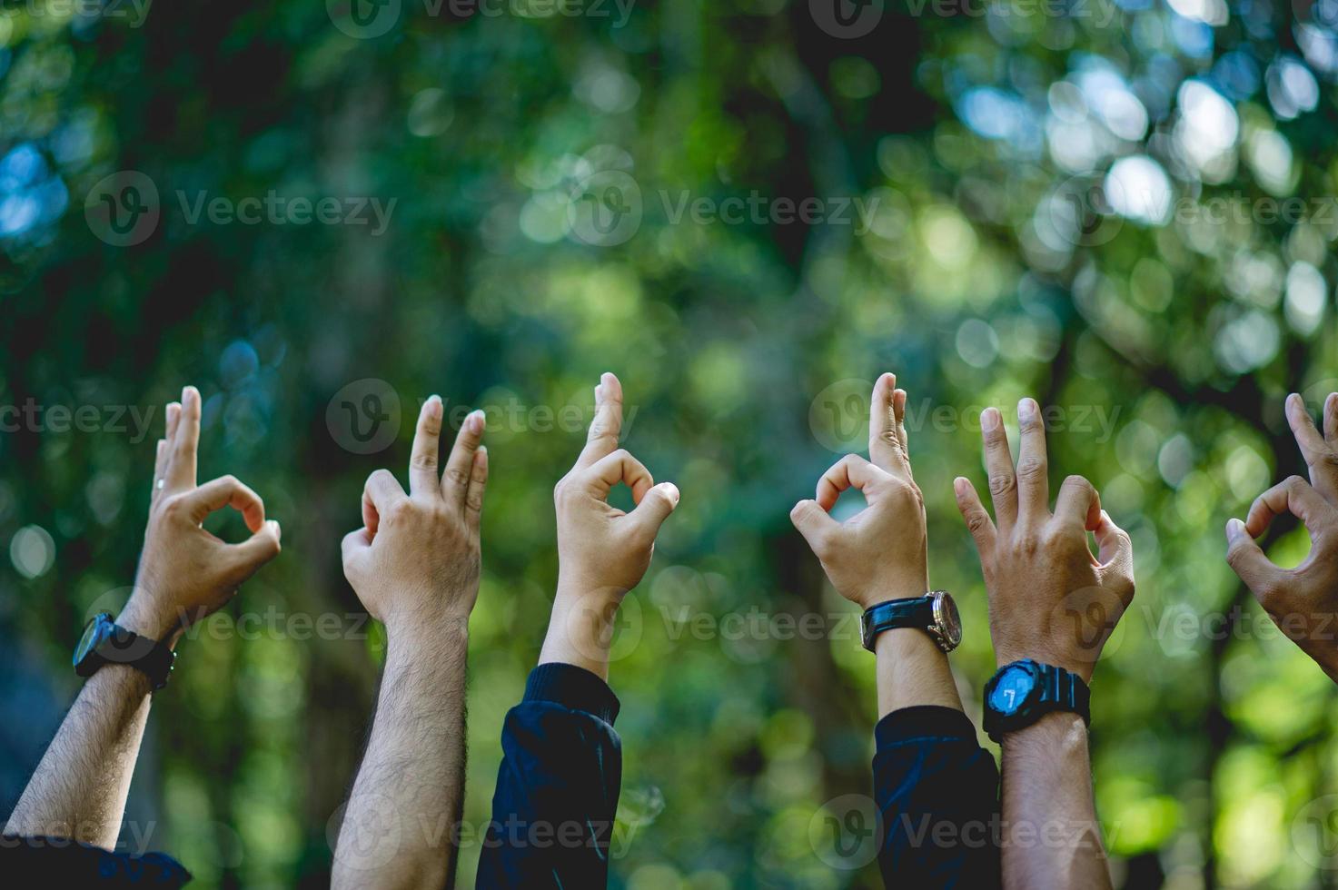 Teamwork and Unity Teamwork, handshaking in the team Team concept photo