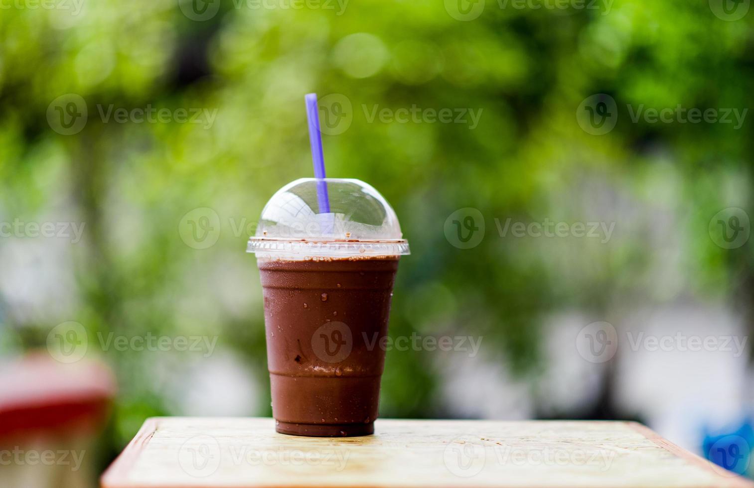 Delicious cool cocoa photos placed on the table ready to eat Food and beverage concept