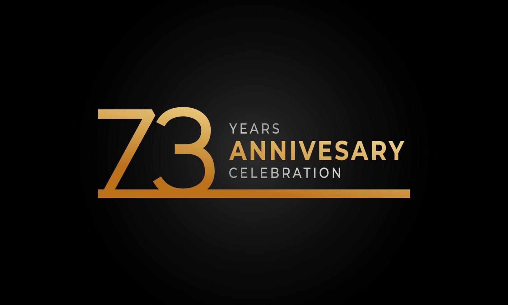 73 Year Anniversary Celebration Logotype with Single Line Golden and Silver Color for Celebration Event, Wedding, Greeting card, and Invitation Isolated on Black Background vector