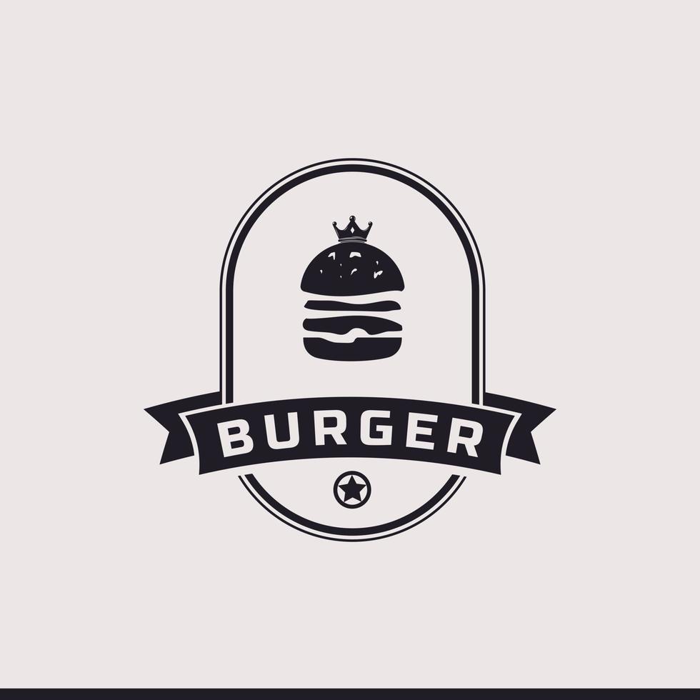 hamburguesa con emblema de placa retro vintage, hamburguesa, hamburguesa grande, inspiración para el diseño del logotipo del restaurante vector