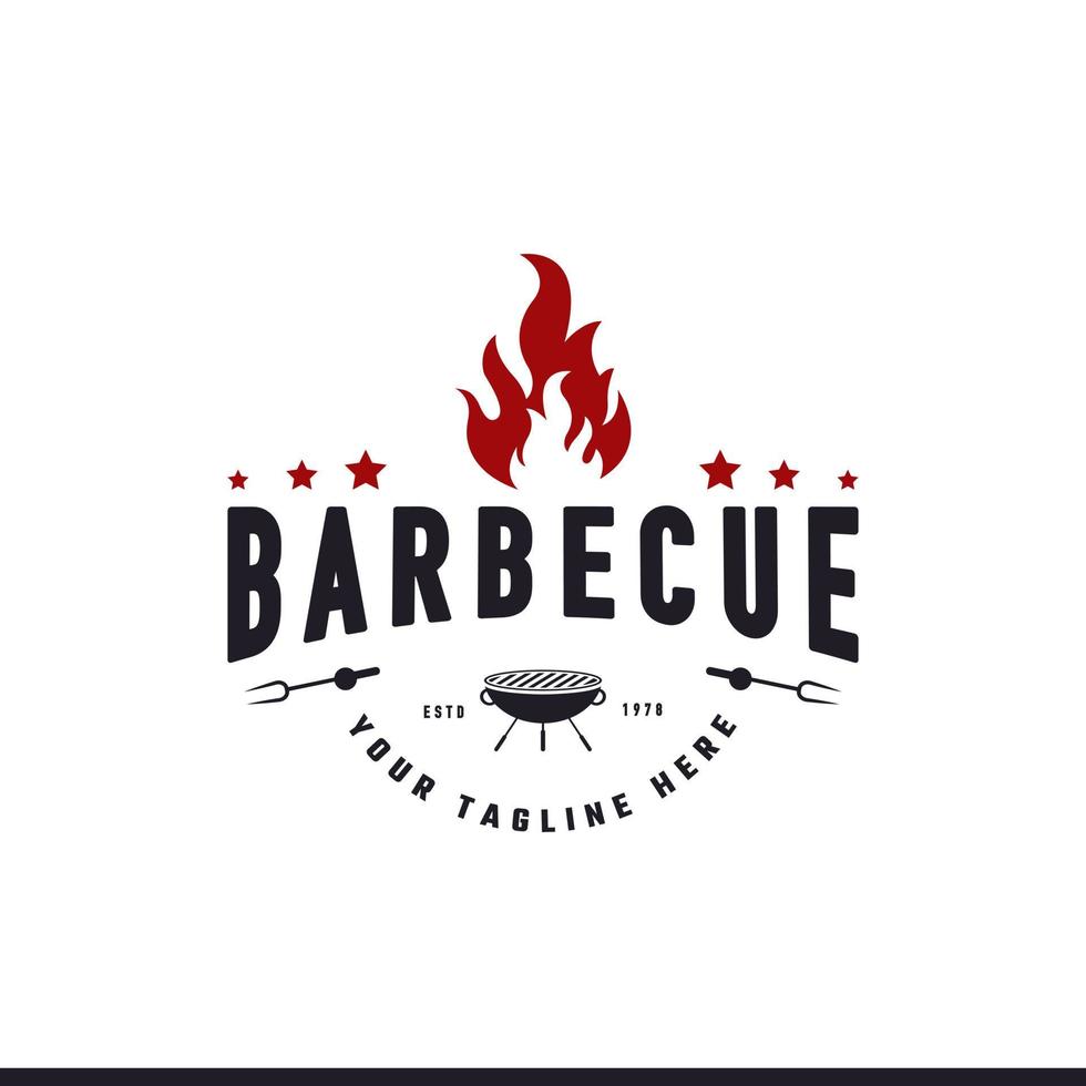 Vintage Retro Label Badge Emblem Barbecue Food and Grill Logo Inspiration vector