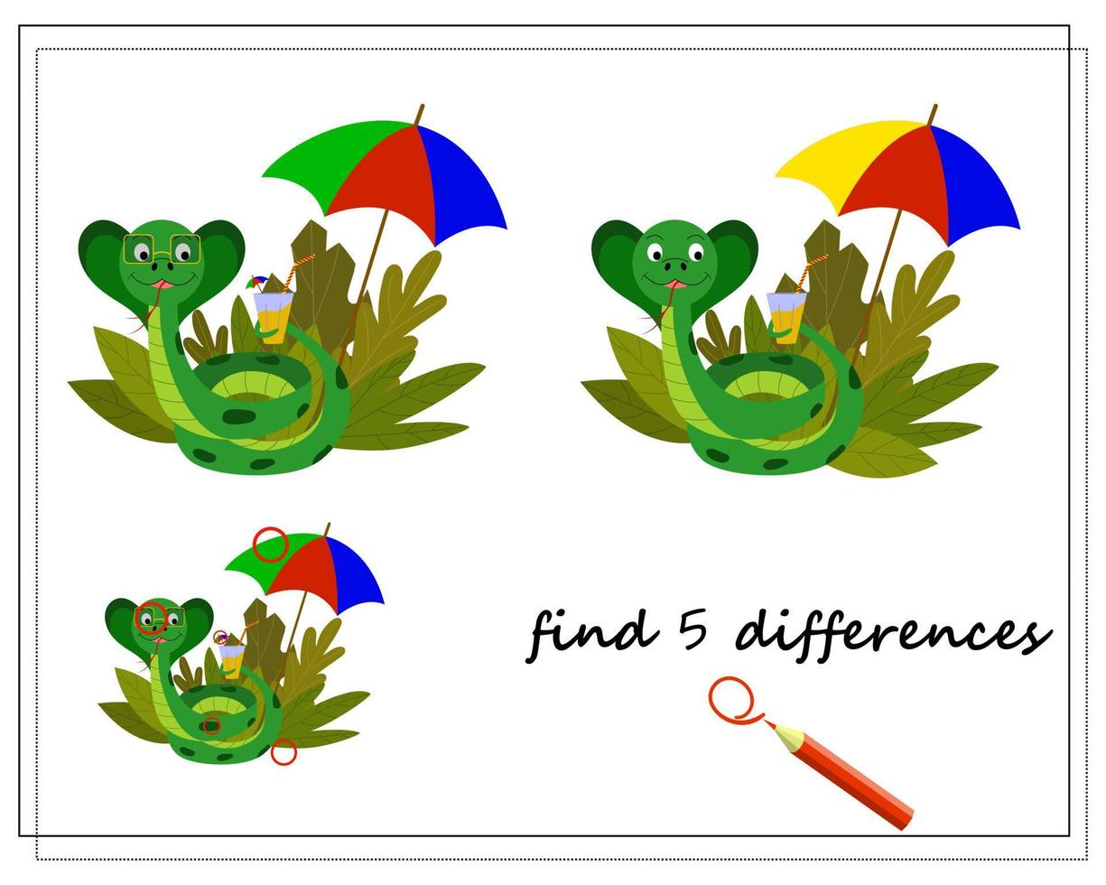 a logical game for children, find the differences. cute cartoon llama. vector