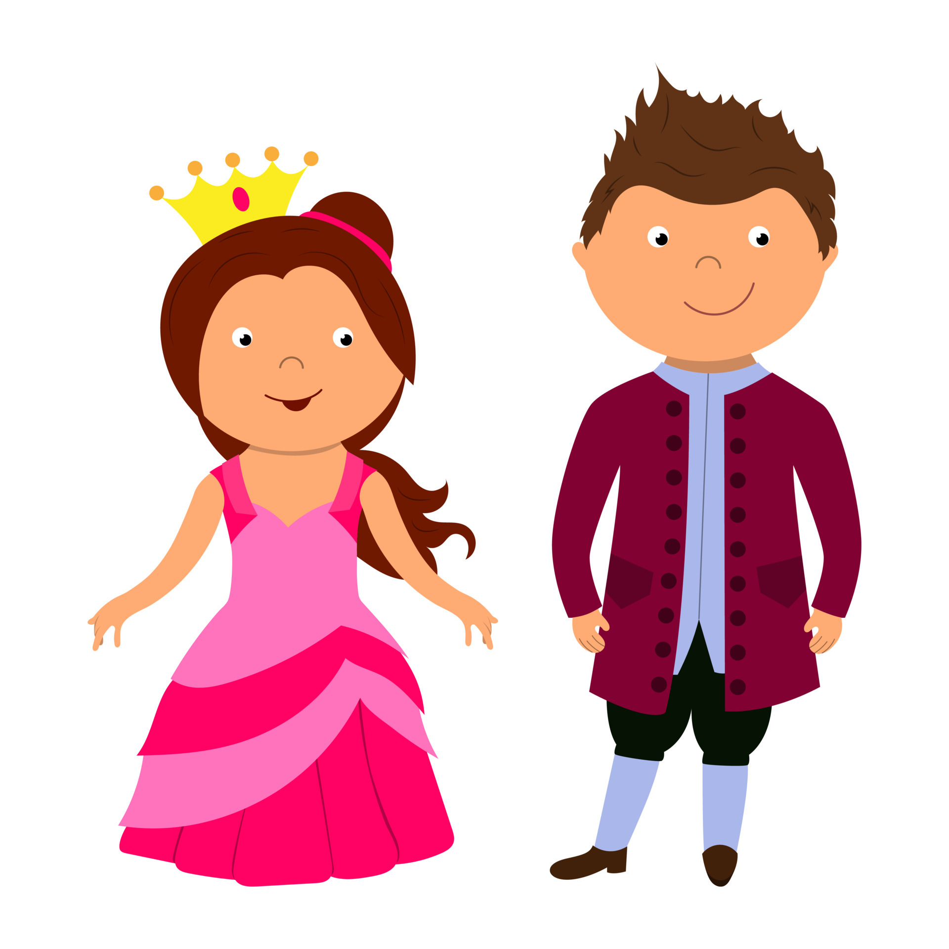 A beautiful fairy-tale princess and a prince in a crown and a fancy dress.  Children's illustration for printing and stickers. 6815282 Vector Art at  Vecteezy