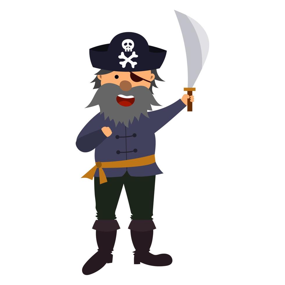 illustration cartoon pirate with a saber vector