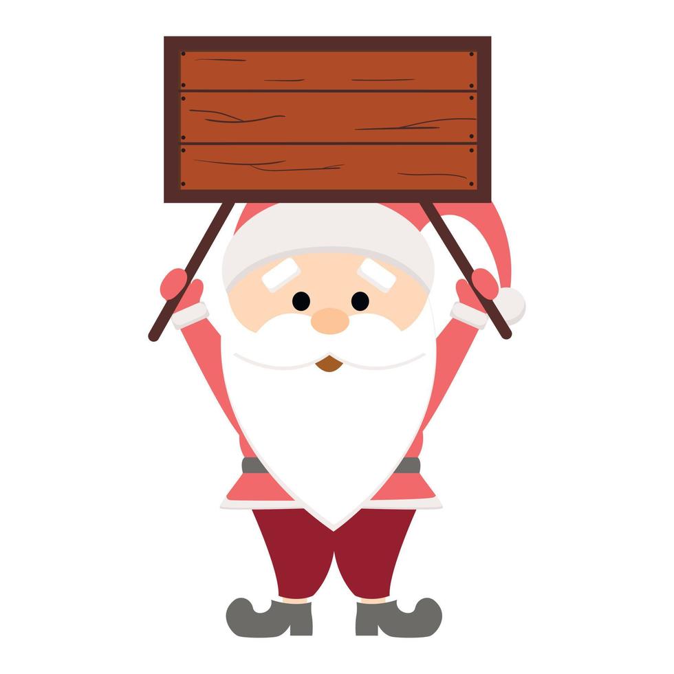 Vector illustration of Santa holding a sign. A postcard for a holiday