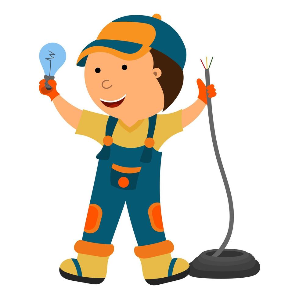 cartoon illustration of an electrician vector