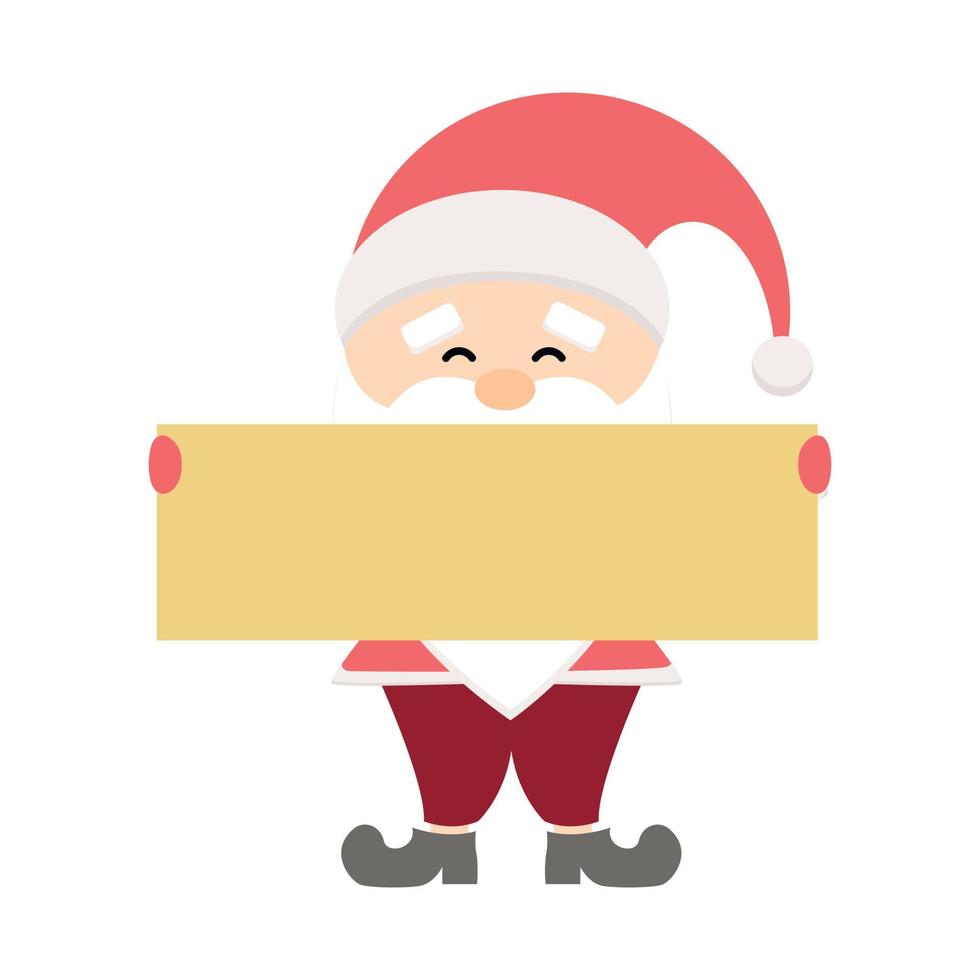 Vector illustration of Santa holding a sign. A postcard for a holiday