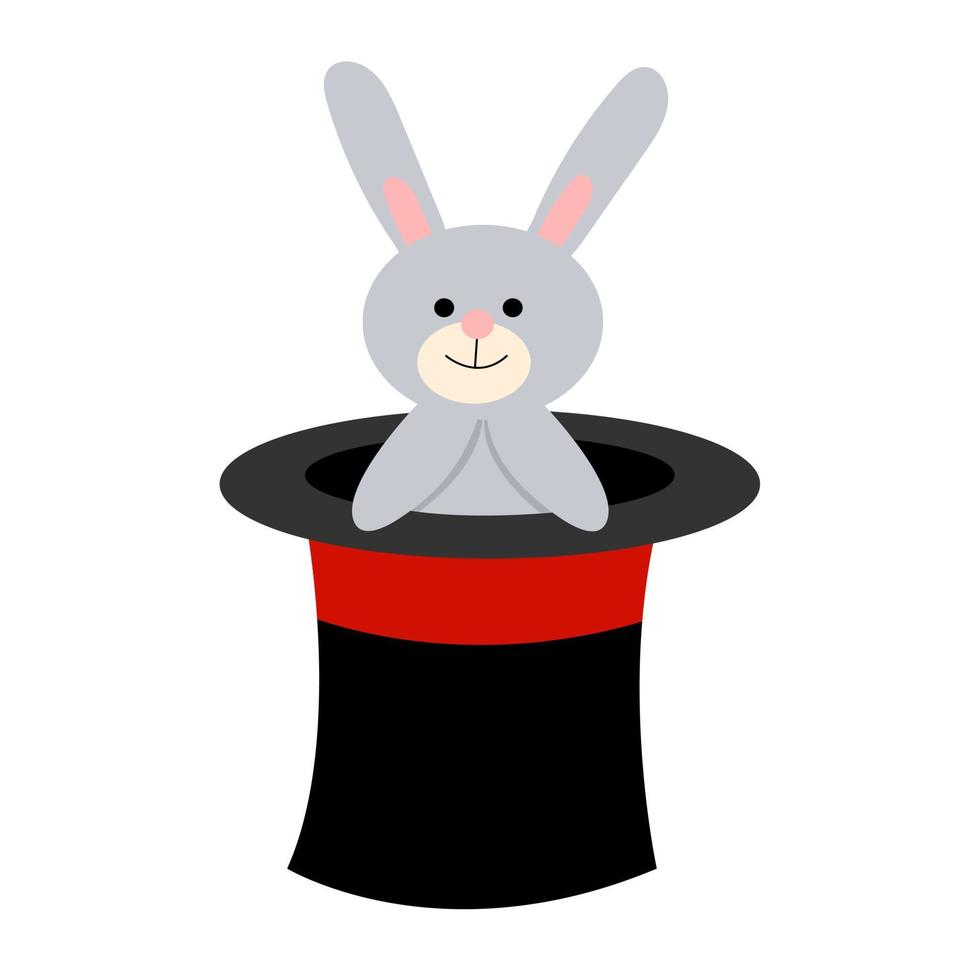 Cartoon vector illustration for children, a hare in a hat, a circus.