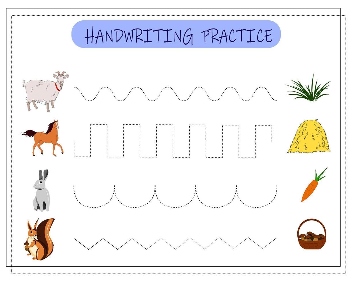 Handwriting Practice Sheet Educational Children Game Printable Worksheet  Kids Writing Stock Vector by ©z.olga0164.gmail.com 347432230