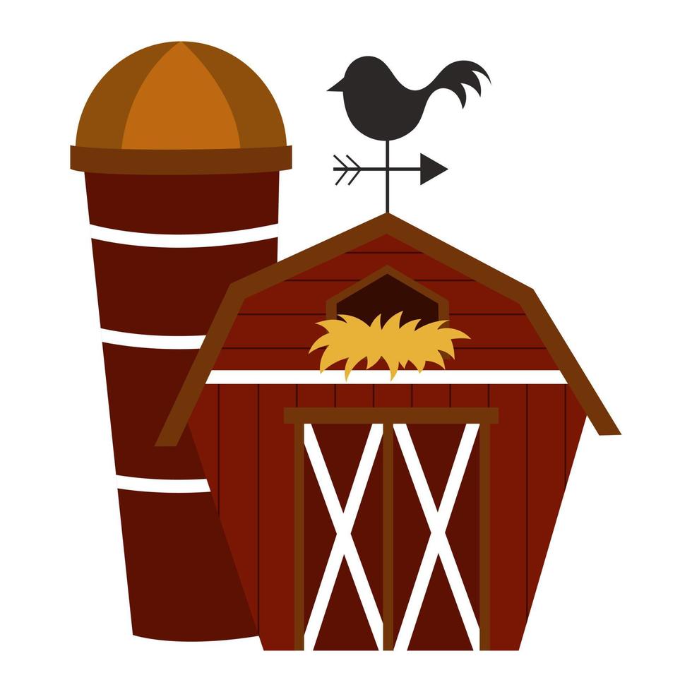 Vector illustration of a barn and a granary.