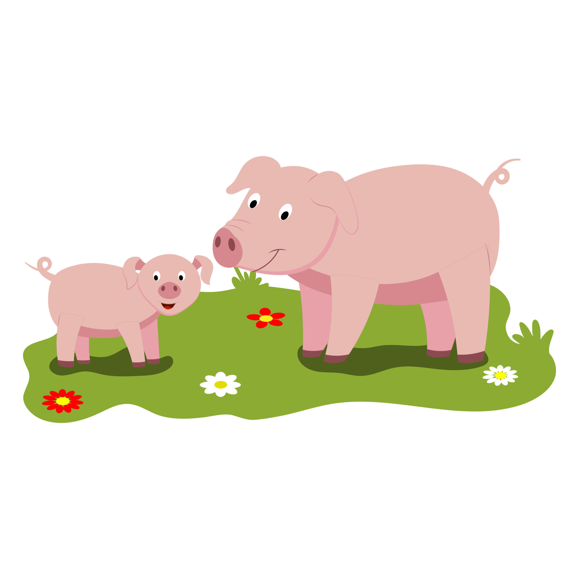 Cute cartoon illustration of mom and kids, farm animal pig and piglet.  6815820 Vector Art at Vecteezy