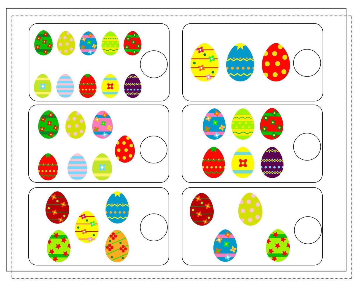 A math game for kids. Count the Easter eggs. learning to count. vector