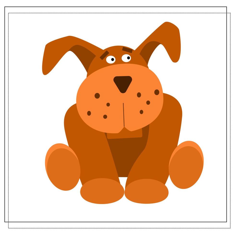 cartoon image of a dog. the brown-colored dog is sitting. vector