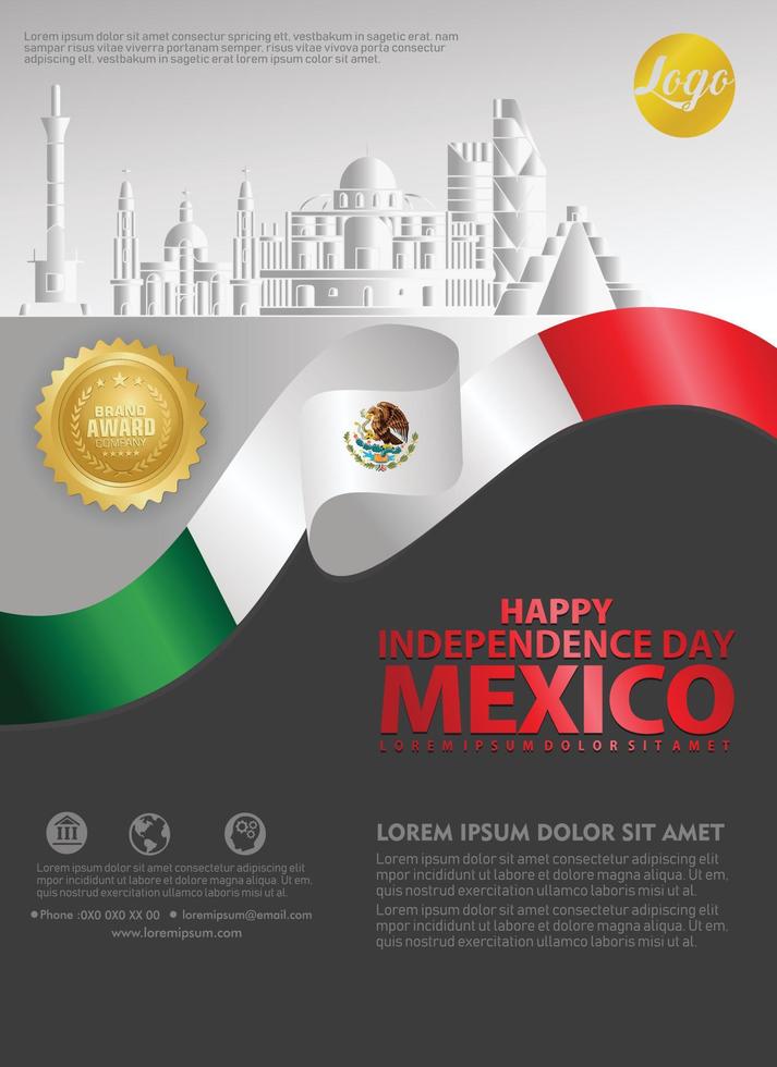 plantilla de fondo del feliz día de la independencia de méxico para un folleto de póster y un folleto para un evento de publicaciones vector