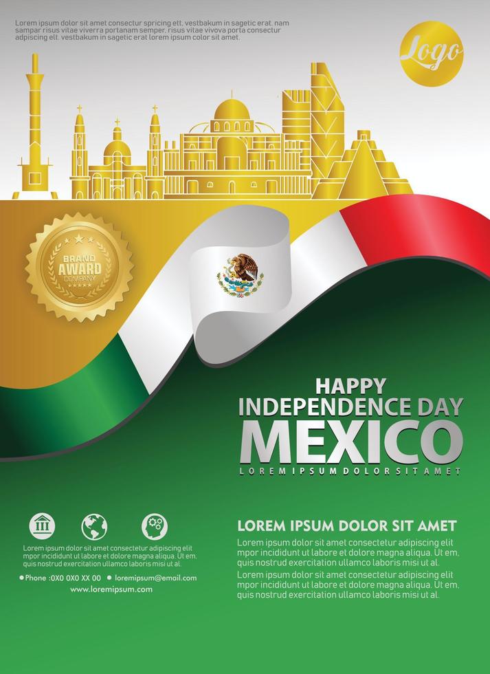 plantilla de fondo del feliz día de la independencia de méxico para un folleto de póster y un folleto para un evento de publicaciones vector