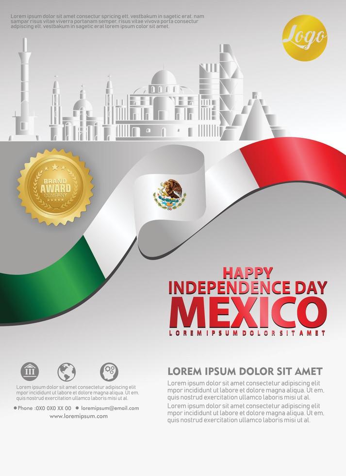 plantilla de fondo del feliz día de la independencia de méxico para un folleto de póster y un folleto para un evento de publicaciones vector