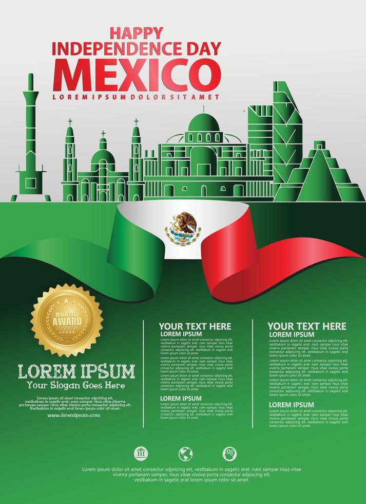 plantilla de fondo del feliz día de la independencia de méxico para un folleto de póster y un folleto para un evento de publicaciones vector