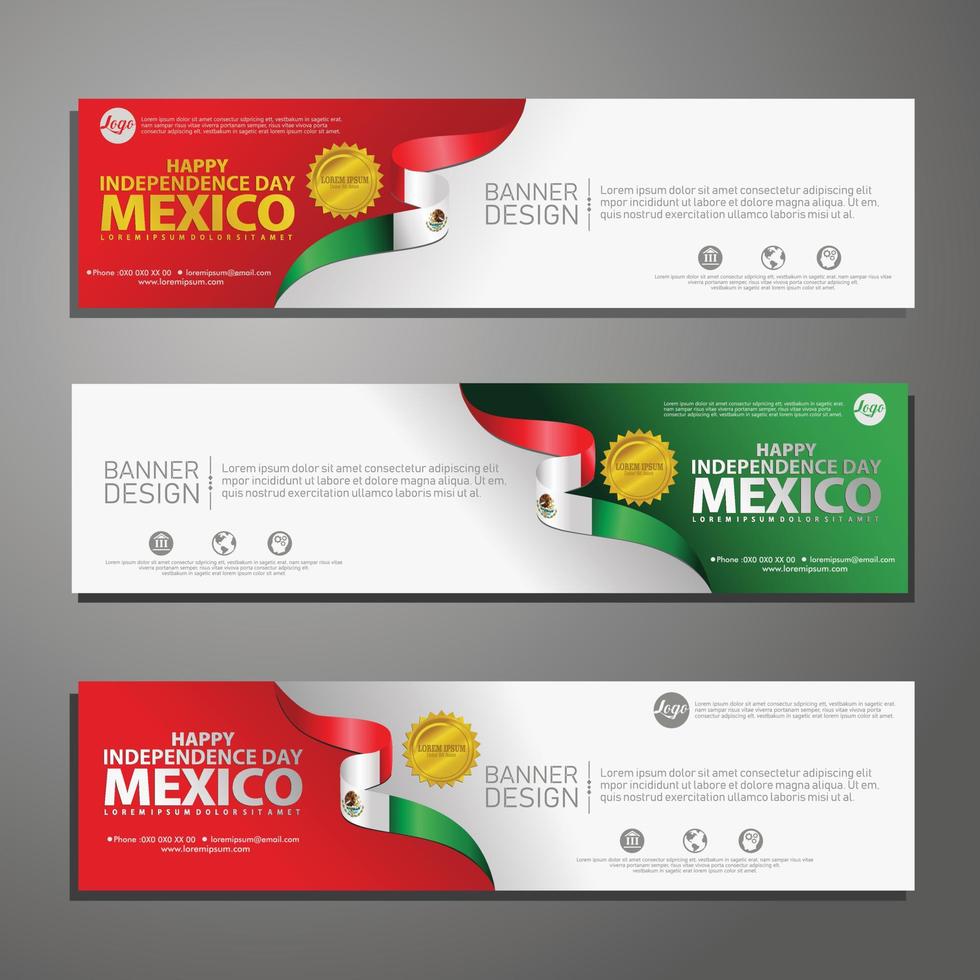 Happy Mexico independence day Banner and Background Set vector