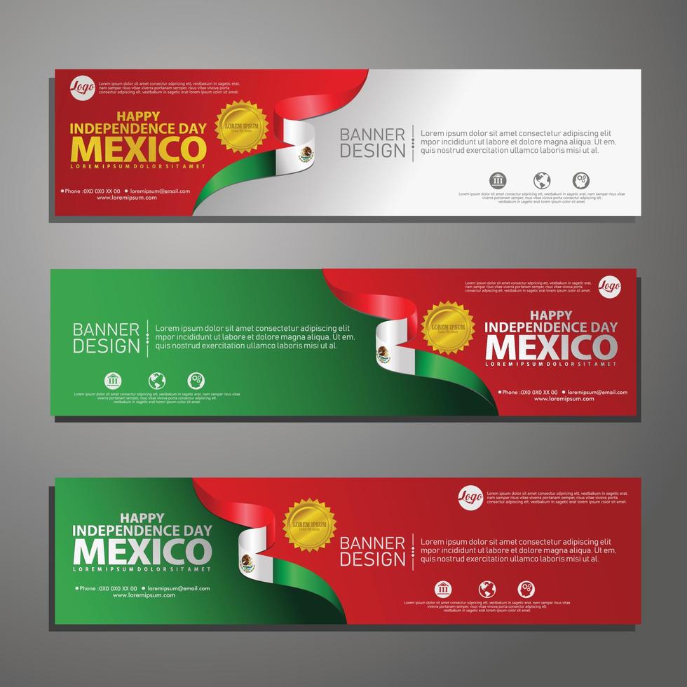 Happy Mexico independence day Banner and Background Set vector