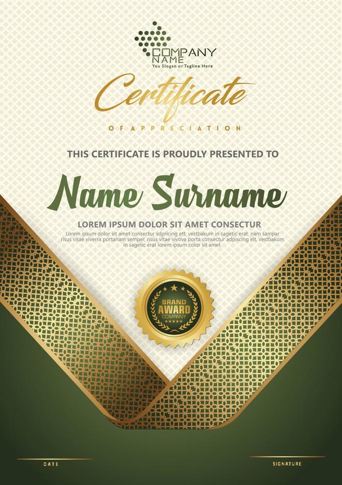 certificate template with luxury and elegant texture pattern background, diploma,Vector illustration vector