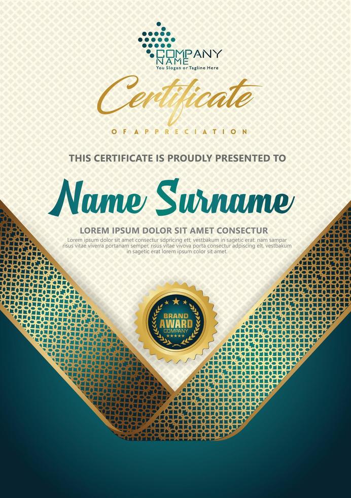 certificate template with luxury and elegant texture pattern background, diploma,Vector illustration vector
