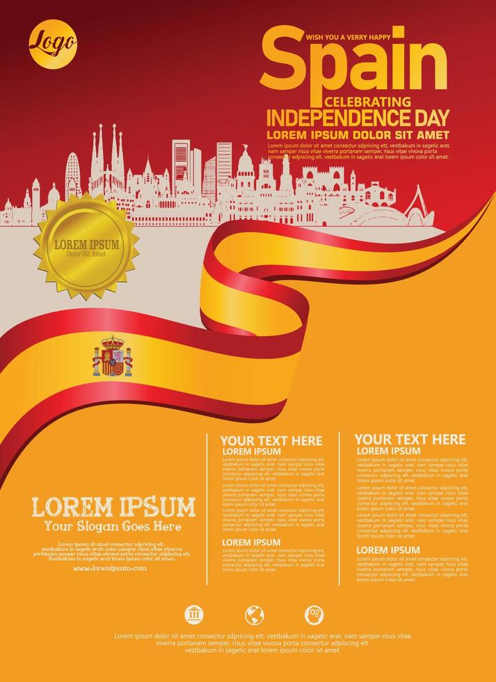 Spain national day modern design template. Design for poster, brochure, flayer and other users vector