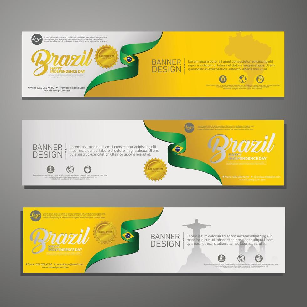 Set banner design template Independence Day Brazil modern background vector