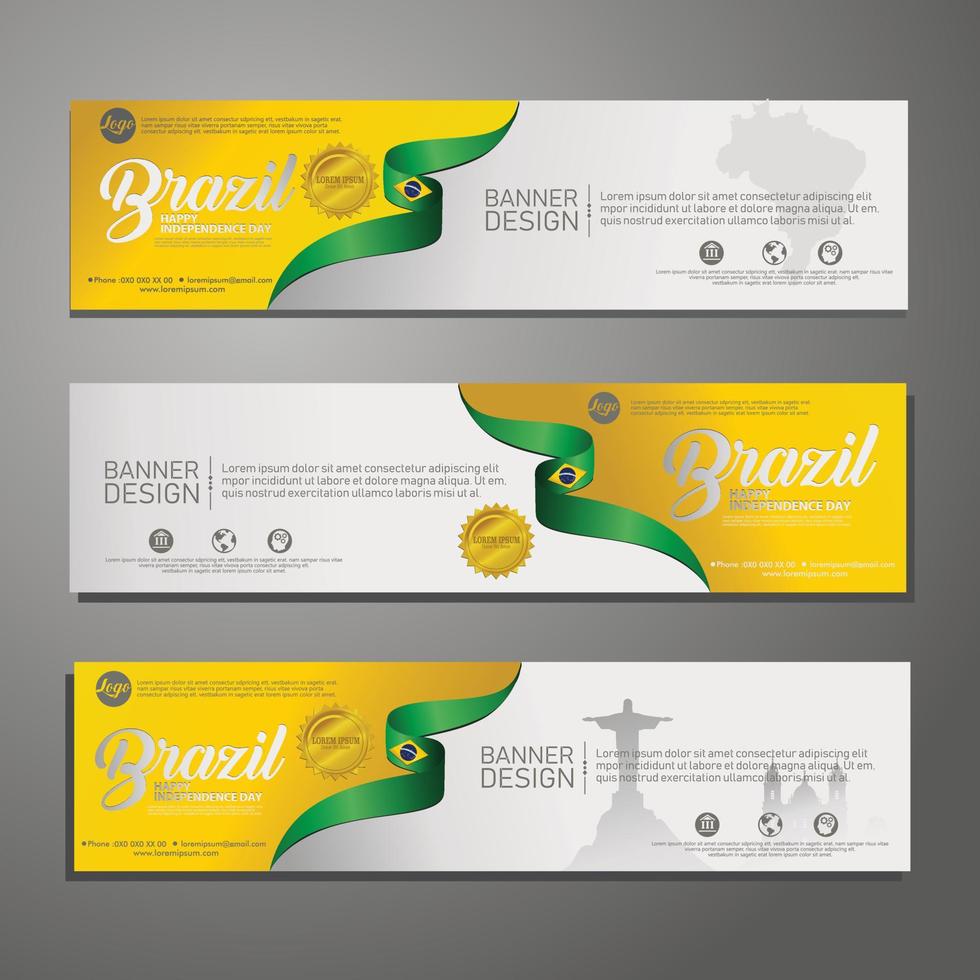 Set banner design template Independence Day Brazil modern background vector